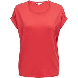 Only T-Shirt ONLMOSTER – Kurzarmshirt mit Aufschlag und klassischem Look Viskosemischung, regular fit rot XS (34)