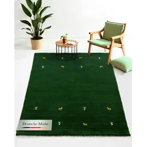 carpetfine Gabbeh Uni, grün, 300x400 cm | Moderner Teppich für Wohn- und Schlafzimmer