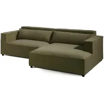 Livora Ecksofa Ottomane rechts Cord Velours 266x150x80 grün FINN