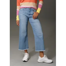 Aniston CASUAL 7/8-Jeans ANISTON CASUAL, Damen, Gr. 48, N-Gr, blau, Denim/Jeans, Obermaterial: 98% Baumwolle, 2% Elasthan, Abriebeffekte, unifarben, figurbetont 7/8-Länge, Jeans, mit leicht ausgefranstem Beinabschluss, Topseller