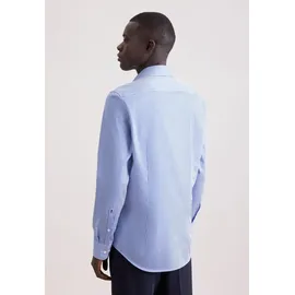 Seidensticker Businesshemd "Schwarze Rose", Herren, Gr. M (39), normale Ärmellängen, mittelblau, 100% Baumwolle, gestreift, skinny fit, 2-Knopf-Manschette, Hemden, X-Slim 1/1 Kentkragen Gestreift