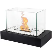 Fiérza Tischkamin - Tischfeuer Komplettset - 35CM - inkl. Dekosteine - Bioethanol Kamin für Indoor & Outdoor - Unendliche Brenndauer & Lagerfeueratmosphäre - Wärmendes Balkonfeuer