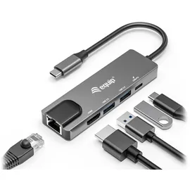 Equip 133489 USB-C 5-in-1-Multifunktionsadapter, HDMI , Gigabit LAN, USB 3.2 GEN1, 100W USB PD