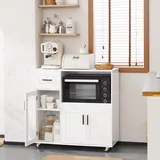 SoBuy Sideboard auf Rollen Küchenwagen Mikrowellenschrank Rollwagen Fsb78-w