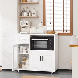 SoBuy Sideboard auf Rollen Küchenwagen Mikrowellenschrank Rollwagen Fsb78-w