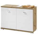 PREISBRECHER Waschbeckenunterschrank Waschbeckenunterschrank >Peter< in Weiß tiefzieh Hochglanz - 80x57x30 80 x 57 x 31 cm (B/H/T) 80 cm x 57 cm x 31 cm