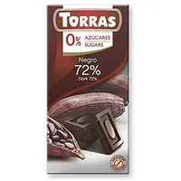 Torras Schokolade ohne Zuckerzusatz, Schokolade ohne Zuckerzusatz, Dark Chocolate 72%, Tafel (75g)