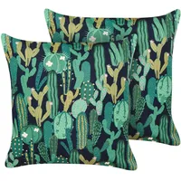 Beliani Gartenkissen grün Textil, Füllung: Polyester, Quadratisch 45x45 cm