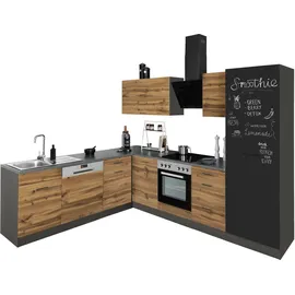 kochstation Winkelküche L-Form 270 cm grau