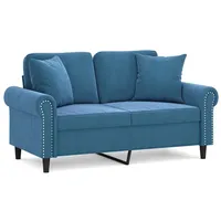 VidaXL 2-Sitzer-Sofa mit Zierkissen Blau 120 cm Samt