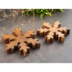 Amagohome Holzfiguren Schneeflocke 2er Set Dekofigur 18x18cm Weihnachtsdekoration