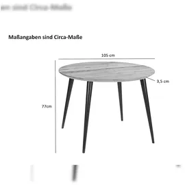 Sam Runder Esszimmertisch Akazie naturfarben Schweizer Kante 105 cm vierfuß-Gestell CARA