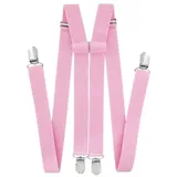 axy Hosenträger für Herren breit 2,5 cm in H-Form mit 4 Hosenträger Clips extra stark längenverstellbar (Rosa) - Einheitsgröße