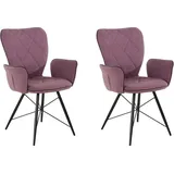 loft24 Esszimmerstuhl Vidal (Set, 2 St), Bezug aus Webstoff, Armlehnstuhl, Metallgestell lila 62 cm x 91 cm x 62 cm