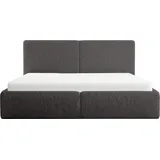 FEDVE Polsterbett Doppelbett Riberia Slim Bett mit Bettkasten 140x200 - Dunkelgrau