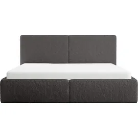 FEDVE Polsterbett Doppelbett Riberia Slim Bett mit Bettkasten 140x200 - Dunkelgrau