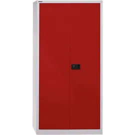 BISLEY Flügeltürenschrank Stahl 60,0 x 40,0 x 195,0 cm lichtgrau/kardinalrot abschließbar 4 Fachböden