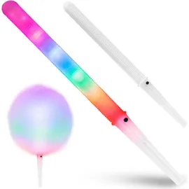 Royal Catering Zuckerwattestäbchen LED 7 Modi Bpa Freier Kunststoff inkl. Batterien 50 Stück -