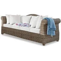 Loberon Sofa Newland, mit komfortablen Polstern, abnehmbare & waschbare Bezüge, wetterfest, inkl. Kissen, Gartenmöbel, Outdoorsofa, Aluminium, Polyester, Polyrattan, braun