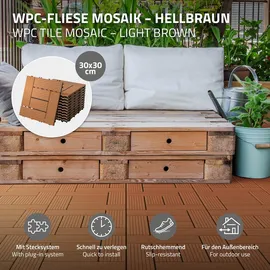 ECD Germany WPC Terrassenfliesen 30 x 30 cm hellbraun