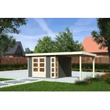 Karibu Gartenhaus Kerko 6 BxT: 558x331 cm terragrau mit Anbaudach,