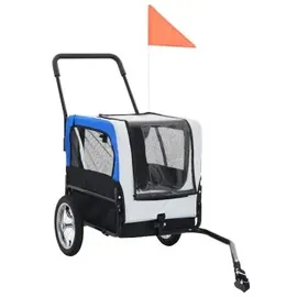 vidaXL 2 in1 Tier-Fahrradanhänger und Jogger grau/blau
