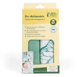 Grünspecht Bio-Mullwindeln Blätter-Motiv (2St)