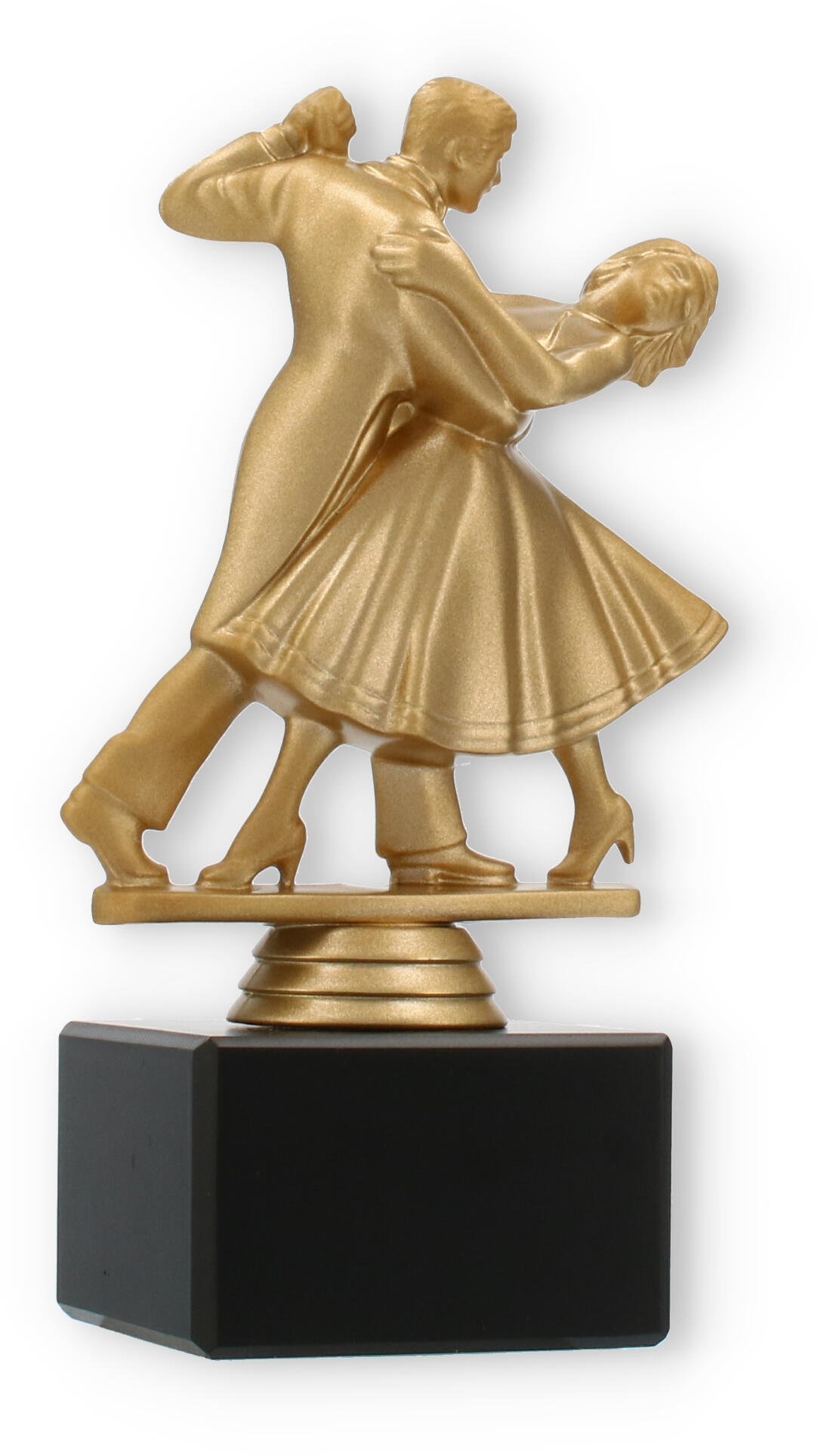 Pokal Kunststofffigur Tanzpaar goldmetallic auf schwarzem Marmorsockel 16,6cm