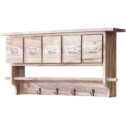 Garderobe MCW-C49, Wandgarderobe Wandregal, Vintage mit 5 Schubladen 32x65x13cm ~ natur