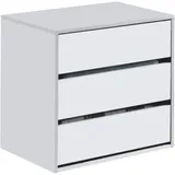 CAESAROO Habitdesign Kommode mit DREI Schubladen in Mattweiß, Maße: 60 cm (Breite) x 57 cm (Höhe) x 44 cm (Tiefe).