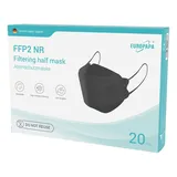 EUROPAPA® 20x FFP2 Fisch-Form Schwarz Masken Atemschutzmaske 5-Lagen Staubschutzmasken hygienisch einzelverpackt Stelle zertifiziert EN149 Mundschutzmaske EU2016/425