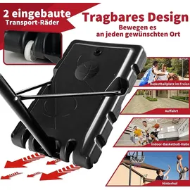 Costway Basketballständer 130-305 cm höhenverstellbar, Basketballkorb mit Ständer & 2 Rädern