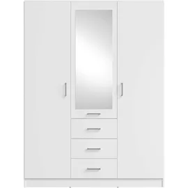 Home Affaire Wäscheschrank KOS Garderobe mit 3 Schubladen, Kleiderstange, 4 Einlegeböden, Spiegel 150,5 x 200,5 x 58 cm Weiß