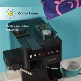 chiato coffeePLAY 5-in-1 Espressomaschine mit Mahlwerk und Milchsystem - Schwarz