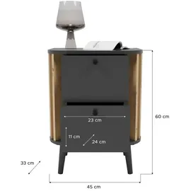 xonox.home Nachtschrank Pure 45 x 60 x 33 cm Grau/Eiche