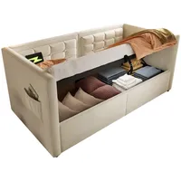 Schlafsofa 90x200 cm mit Hydraulischem Stauraum und USB & Type-C Ladestation – modernes Design und hoher Komfort Beige