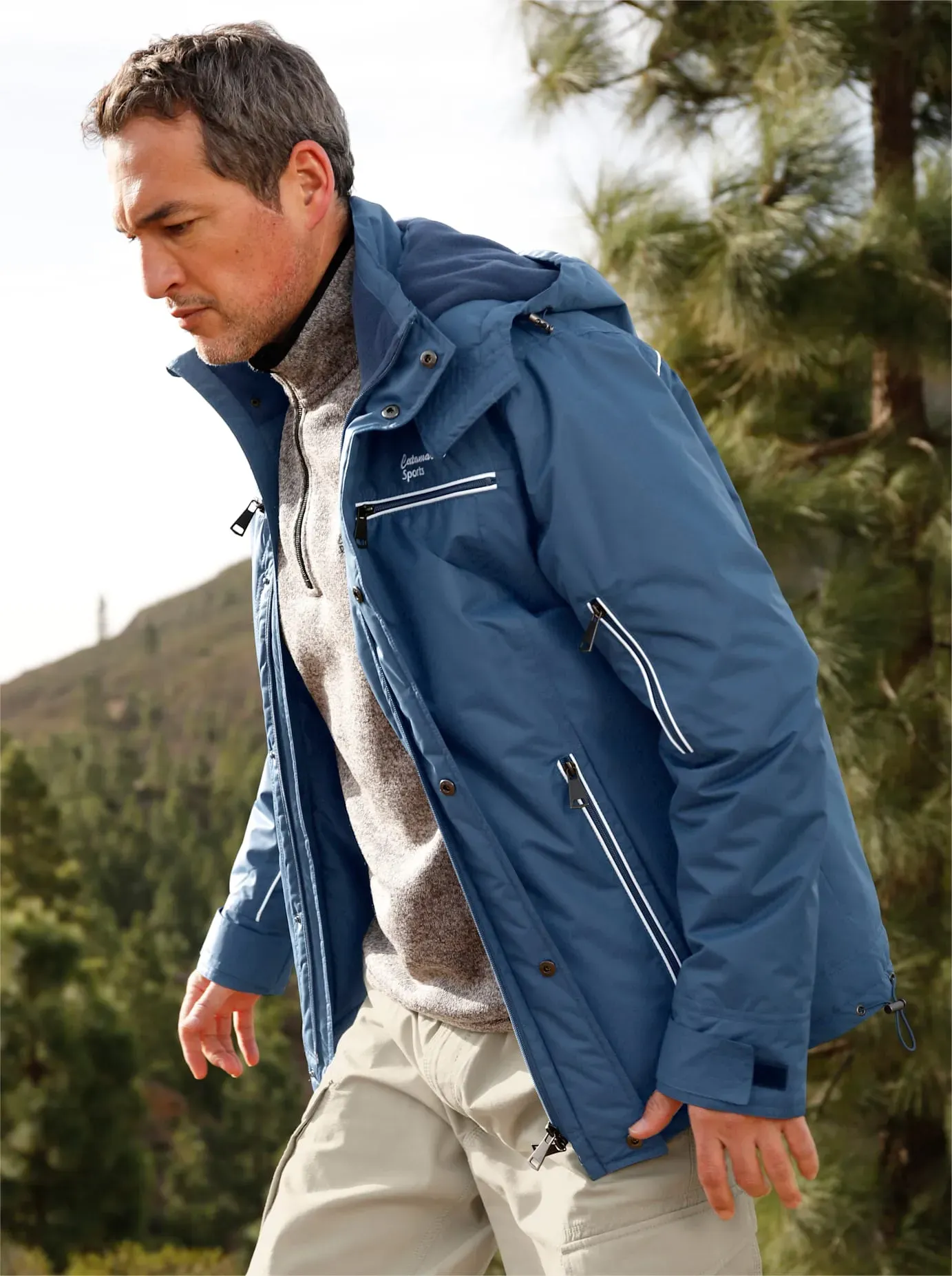 Funktionsjacke CATAMARAN, Herren, Gr. 50, blau (dunkelblau), 100% Polyester, Wattierung:100% Polyester, unifarben, Jacken Funktionsjacke