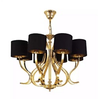 JVmoebel Kronleuchter Deckenlampe Wohnzimmer Deckenleuchte Leuchte mit schwarzen Schirmen, Made in Europa goldfarben|schwarz