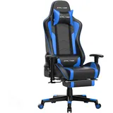 GTPLAYER Gaming Stuhl mit Fußstützen Bluetooth Lautsprecher Musik Stuhl Ergonomischer Computerstuhl Blau