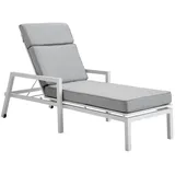 Brafab Gartenliege Belfort mit Kissen Pearl grey - weiß