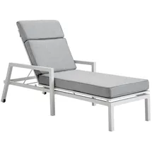 Brafab Gartenliege Belfort mit Kissen Pearl grey - weiß