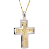 HOPLO Kreuzanhänger Anhänger Kreuz 333/GW Karat Gold mit vergoldeter Silberkette 60 cm, Made in Germany 60 cm Unisex