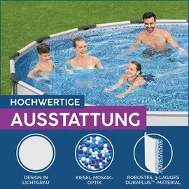 BESTWAY Steel Pro Max Frame Pool Set 427 x 107 cm lichtgrau inkl. Filterpumpe + Zubehör