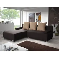 Fun Möbel Ecksofa Sofa LUCY mit Schlaffunktion Braun / Cappuccino Ottomane Links - Braun