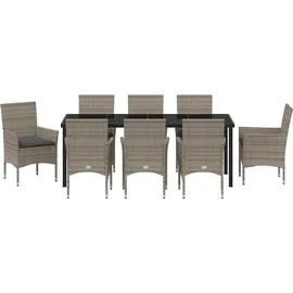 vidaXL Garten Essgruppe 9-tlg. Grau