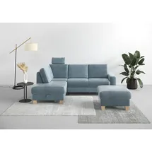Home Affaire Ecksofa HOME AFFAIRE "Summer L-Form", blau (blau, grau), B:236cm H:91cm T:170cm, 100% Polyester, Sofas, Ecksofa, mit Ottomane, wahlweise mit Bettfunktion und Bettkasten, Cord-Bezug