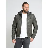 Maze Bikerjacke "42021310", Herren, Gr. 3XL, grau, Obermaterial: 100% Lammleder. Futter: 100% Baumwolle. Ärmelfutter: 100% Polyester. Kapuze: 52% Baumwolle. 48% Polyester, Jacken