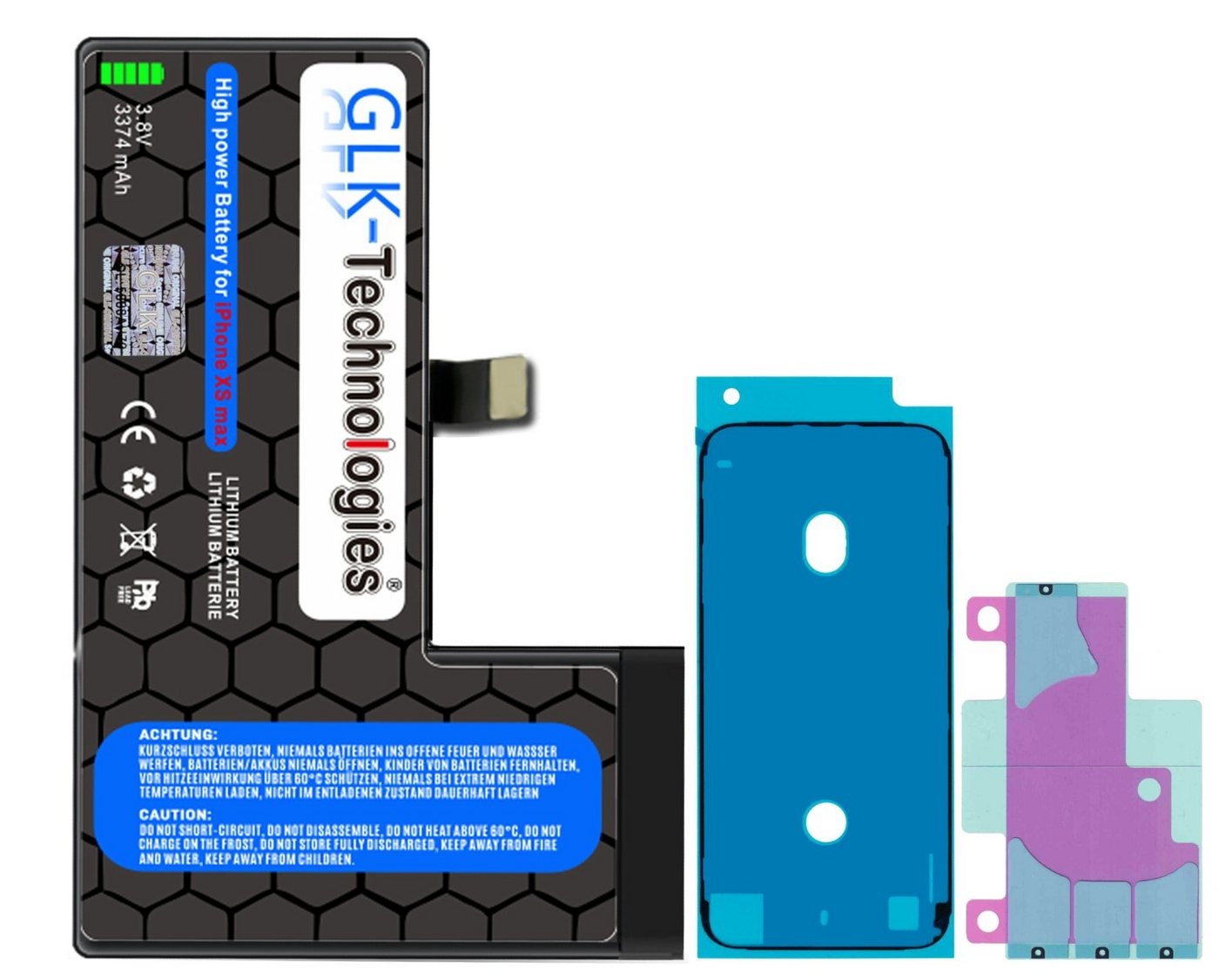 GLK-Technologies Ersatz Akku für iPhone XS MAX inkl. 2X Klebebandsätze Smartphone-Akku 2930 mAh (3,8 V)
