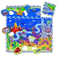 Hakuna Matte Puzzlematte für Babys Ozean 1,2x1,2m – 16 Puzzlematten mit Straßen und 11 Autos – 20% dickere Spielmatte – schadstofffreie, geruchlose, Krabbelmatte