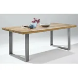 Esstisch 180x100cm Eiche naturbelassen massiv geölt  Metallfüße NEU/OVP